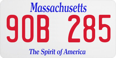 MA license plate 9OB285