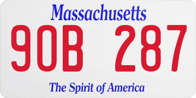 MA license plate 9OB287