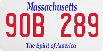MA license plate 9OB289