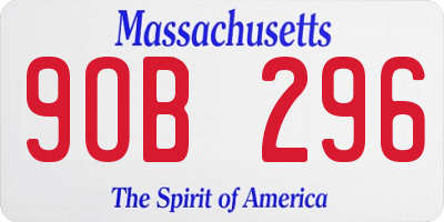 MA license plate 9OB296