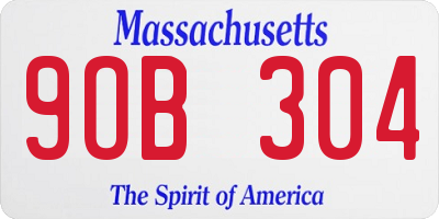MA license plate 9OB304