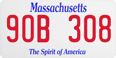 MA license plate 9OB308