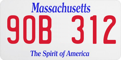 MA license plate 9OB312
