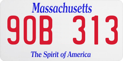 MA license plate 9OB313