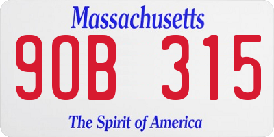 MA license plate 9OB315