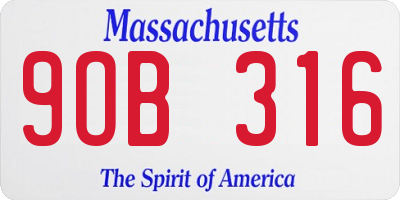 MA license plate 9OB316