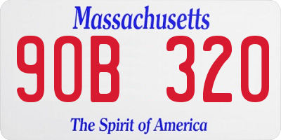 MA license plate 9OB320