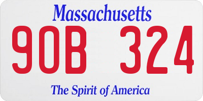 MA license plate 9OB324