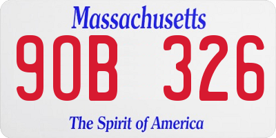 MA license plate 9OB326