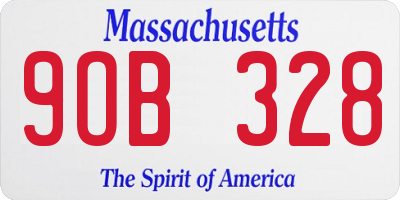 MA license plate 9OB328