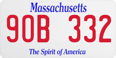 MA license plate 9OB332