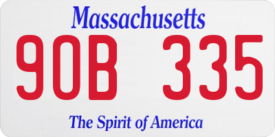 MA license plate 9OB335
