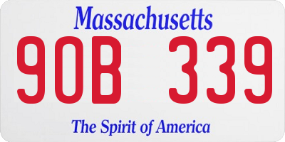 MA license plate 9OB339