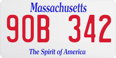 MA license plate 9OB342