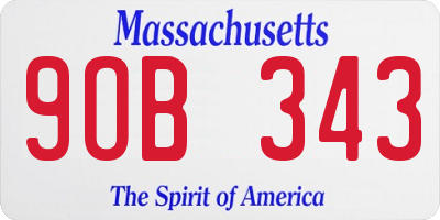 MA license plate 9OB343