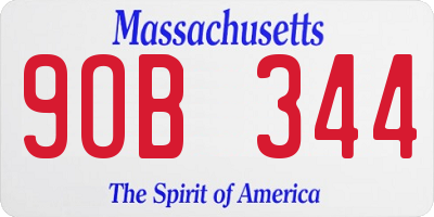 MA license plate 9OB344