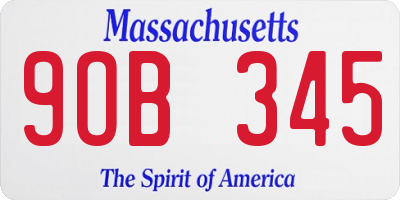 MA license plate 9OB345