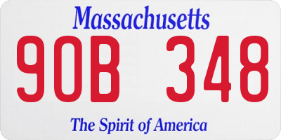MA license plate 9OB348