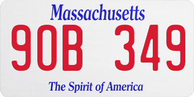 MA license plate 9OB349