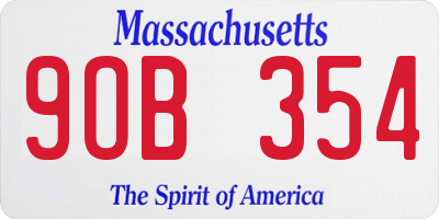 MA license plate 9OB354