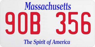 MA license plate 9OB356