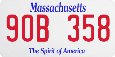 MA license plate 9OB358