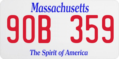 MA license plate 9OB359