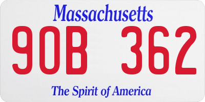 MA license plate 9OB362