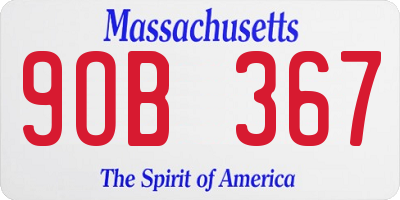 MA license plate 9OB367