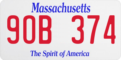 MA license plate 9OB374