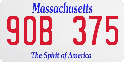 MA license plate 9OB375