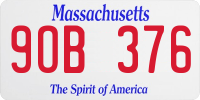 MA license plate 9OB376