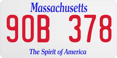 MA license plate 9OB378