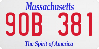 MA license plate 9OB381