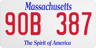MA license plate 9OB387