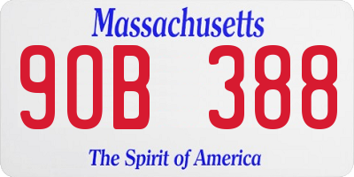 MA license plate 9OB388