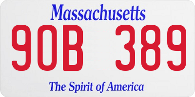 MA license plate 9OB389