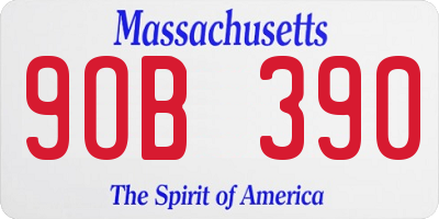 MA license plate 9OB390