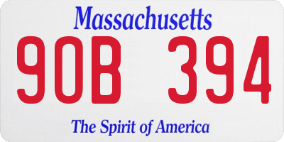 MA license plate 9OB394