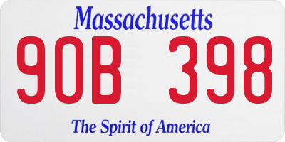 MA license plate 9OB398