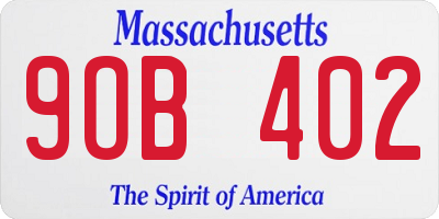 MA license plate 9OB402