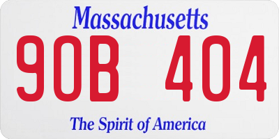 MA license plate 9OB404