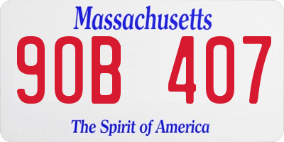 MA license plate 9OB407