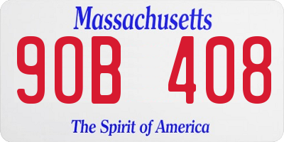 MA license plate 9OB408