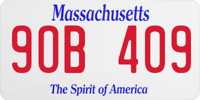 MA license plate 9OB409