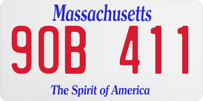MA license plate 9OB411