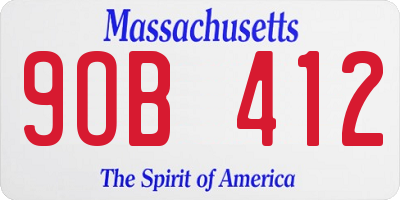 MA license plate 9OB412