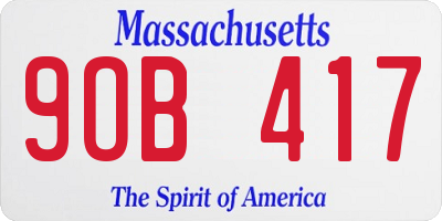 MA license plate 9OB417