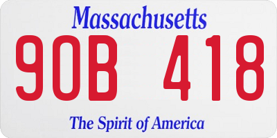 MA license plate 9OB418