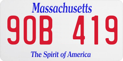 MA license plate 9OB419